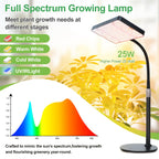 FRGROW 2026 Tabletop Grow Lights for Indoor Plants, Seed Starting, Bonsai, 4/8/12/16/20H Timer, 25 Watt Power Draw, Bright Enough Like A Small Sun, Daisy Chain Function, 16"-24" Height Adjustable
