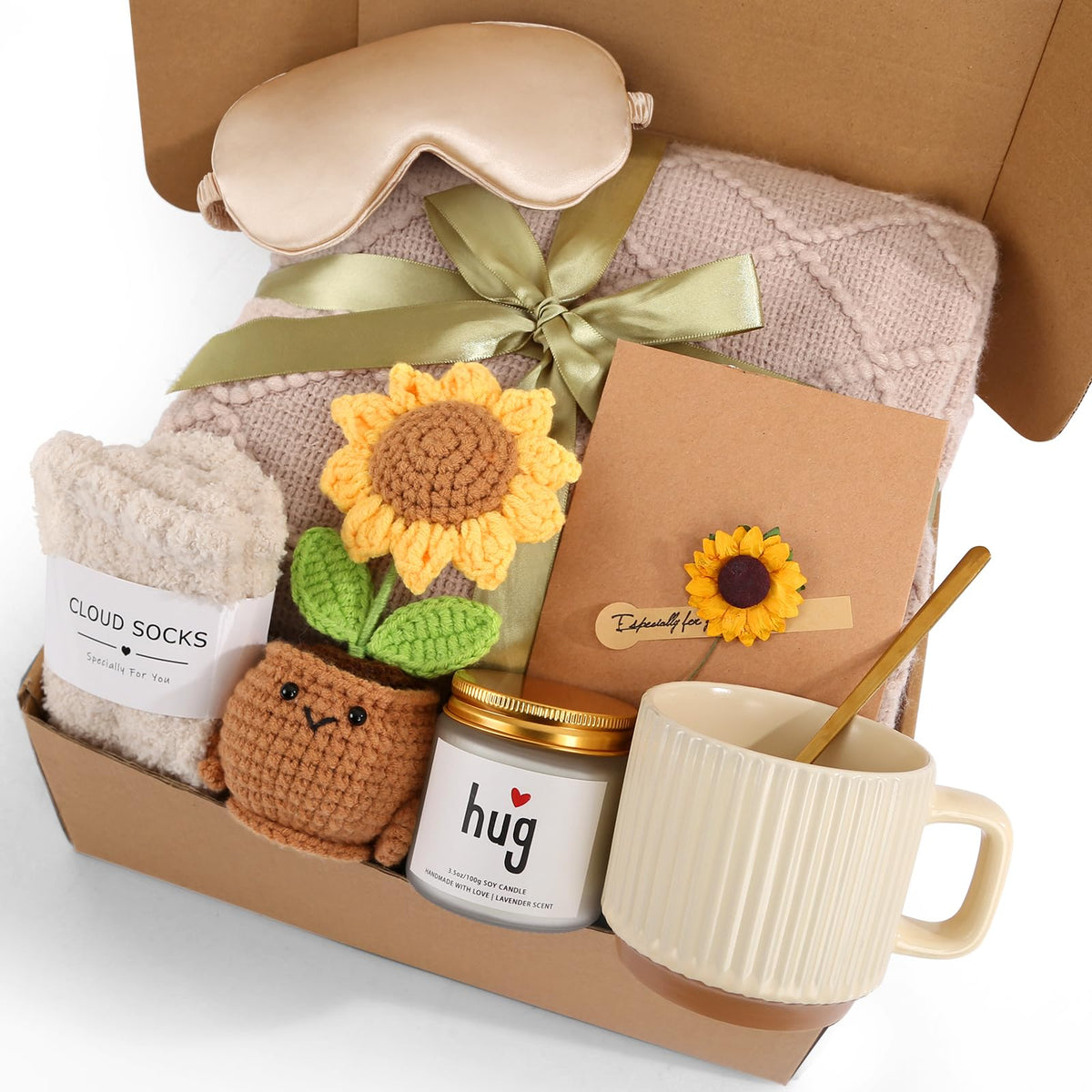 Women's Birthday Self-Care Gift Basket, Sunflower-Themed Sunshine Gift Sunshine Care Gift Set,Christmas Birthday Gift, Dedicated to Women, Mothers, Best Friends, Wives