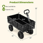 Goplus 880lbs Heavy Duty Garden Cart, Metal Utility Wagon Cart with Removable Oxford Cloth Liner & Mesh Sides, 10" Pneumatic Tires, 180° Rotating Handle for Yard, Lawn