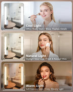 WILLED 5W Mirror Lights with Remote Control,Eye-Friendly Vanity Lights Stick on,Adjustable Color Temperatures Makeup Light with Battery Level Display,Rechargeable Light bar for Bathroom(2 Pack)