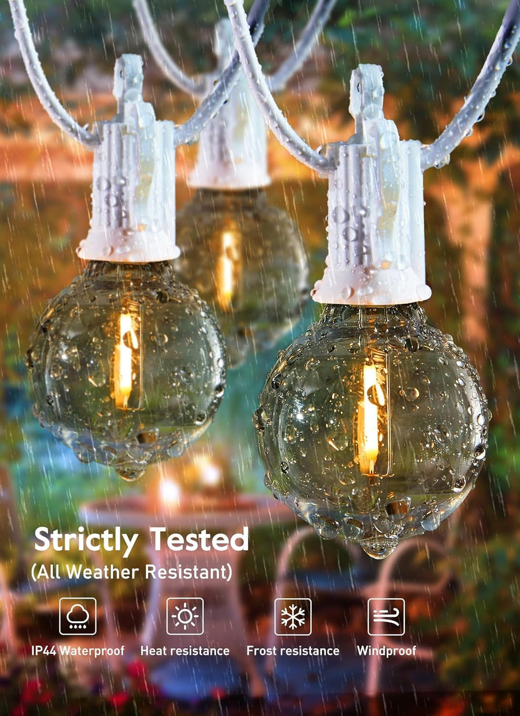 Brightown 30 FT Outdoor String Lights - Commercial Globe Patio Lights with 30 G40 LED Shatterproof Bulbs, Waterproof Connectable Hanging Light for Backyard Bistro Porch Cafe Deck