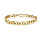 BRAYEG 6mm 14K Gold Bracelet for Men & Women Cuban Bracelet for Men Gold Diamond-Cut Hypoallergenic Chains Gold Cuban Link Curb Chain Bracelet Jewelry Gifts 7.5 in