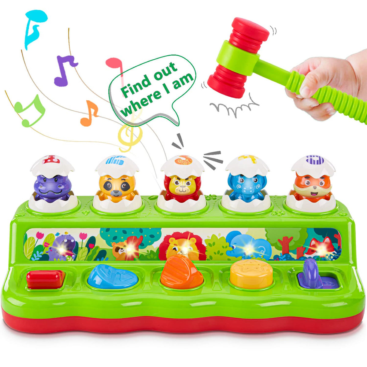 Baby Cause and Effect Pop Up Animal Toys for 1 Year Old Boy Girl with Light