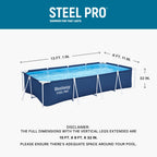 Bestway Steel Pro 13 Foot x 32 Inch Rectangular Above Ground Outdoor Pool Steel Framed Vinyl Swimming Pool with 1,506 Gallon Water Capacity, Blue