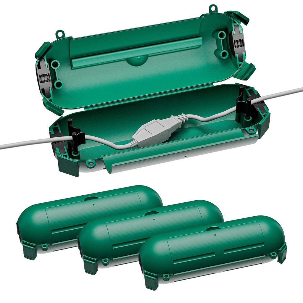 iwillink 4 Pack Outdoor Extension Cord Cover Waterproof - Weatherproof Electrical Connection Box for Outdoor Outlet, Plug, Socket, Christmas Holiday Decoration, Power Tool, Green