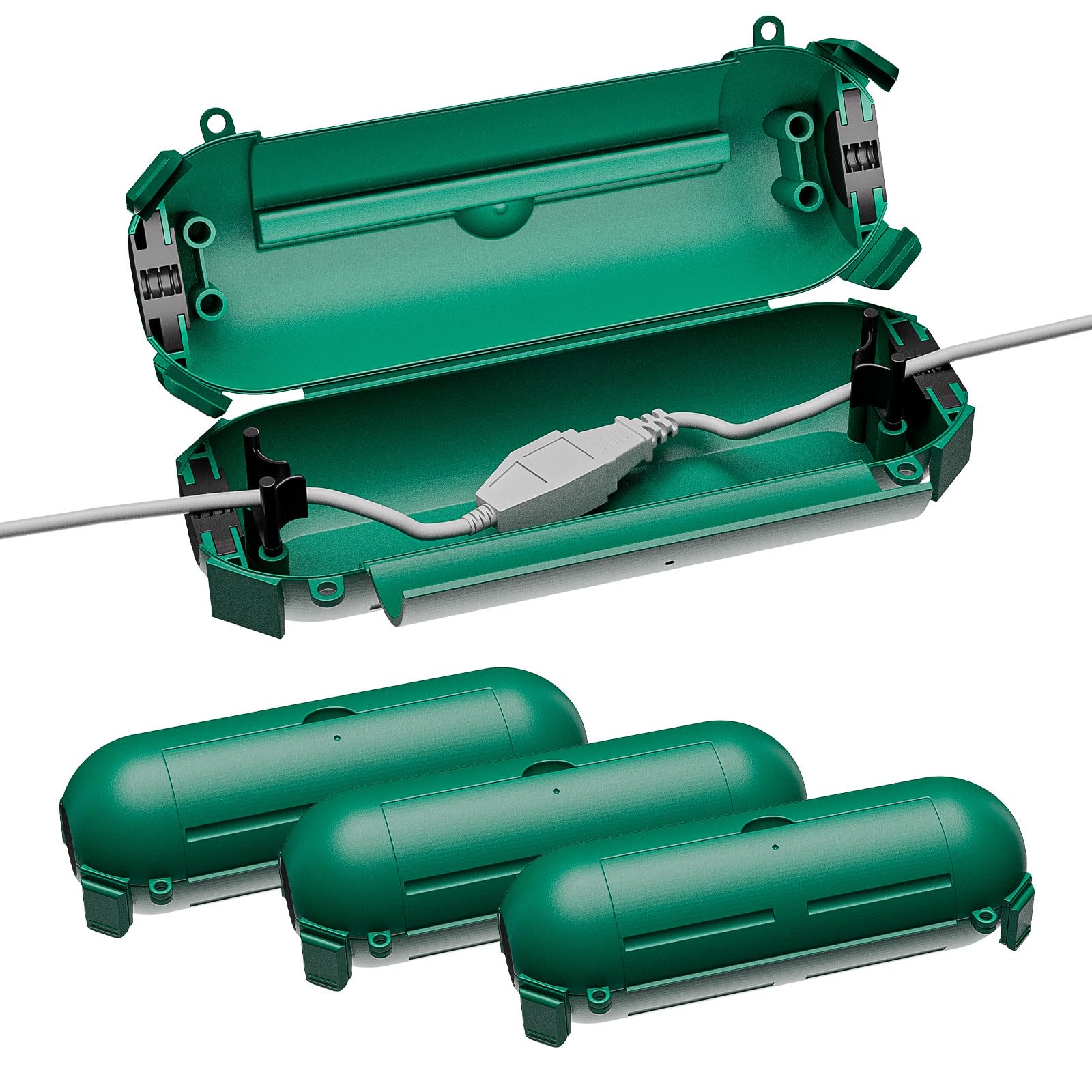 iwillink 4 Pack Outdoor Extension Cord Cover Waterproof - Weatherproof Electrical Connection Box for Outdoor Outlet, Plug, Socket, Christmas Holiday Decoration, Power Tool, Green