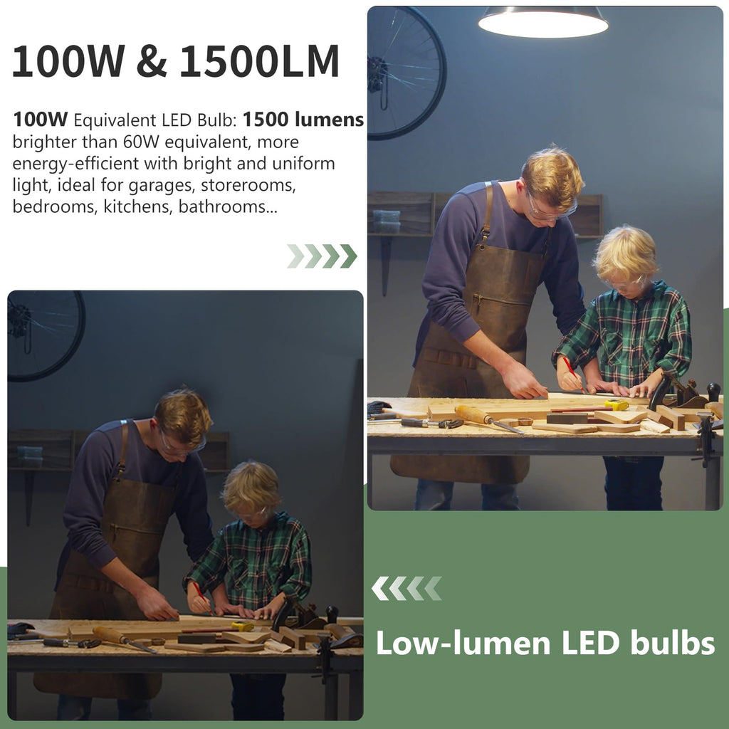 evelor 6-Packs A19 LED Light Bulbs,100 Watt Equivalent Daylight 5000K Bright Bulbs Efficient 13W,1500 Lumens E26 Base, Non-Dimmable, 15000-Hour Lifespan for Bedroom, Living Room, Office