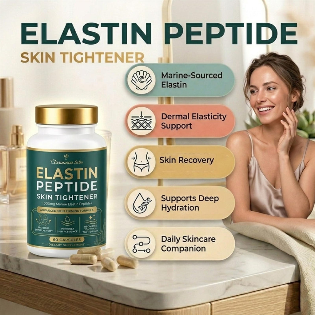 Claranova Labs Elastin Peptides Skin Tightening Formula - Marine Protein Complex, Daily Nutritional Support for Skin 60 Count (1pcs, 1)