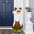 JcHrmers Summer Leopard Goose Outfit Hawaiian Porch Goose Outfits Bikini Lawn Goose Clothes Fits 23" Cement Plastic Goose Statue for Summer Outdoor Garden Yard Patio Art Decor