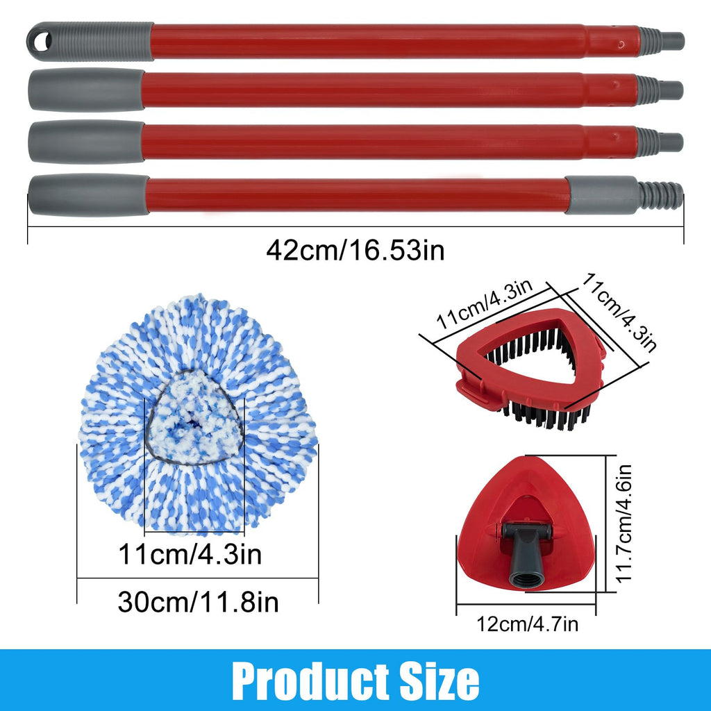 Mop Replacement for Ocedar, Mop for O Cedar, Replacement Mop for O Cedar Spin Mop Contains 4-Section Mop Handle 2 Mop Replace Head 1 Mop Base 1 Scrubber Mop Head for O-Cedar Spin Mop