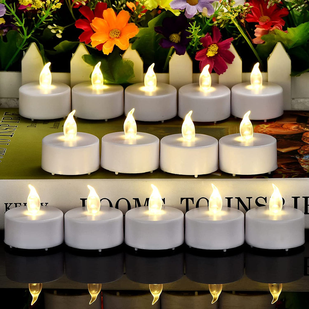 Hanzim LED Tea Lights Candles- 100PACK Warm White Flameless Candles Realistic and Bright Flickering Long Lasting 200Hours for Holiday Celebration,Party,Home Decoration Warm Yellow,Battery Operated