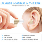 Mini Sound Amplifier, Ear Sound Enhancer, Noise Reduction, Enhanced Speech, Feedback Cancellation, Suitable for Adults, Elderly, Children, Left and Right Ears (3-Year Warranty)