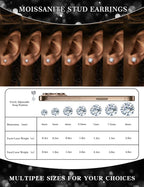 Mossanite stud earrings GRA 925 sterling silver(5mmSilver)