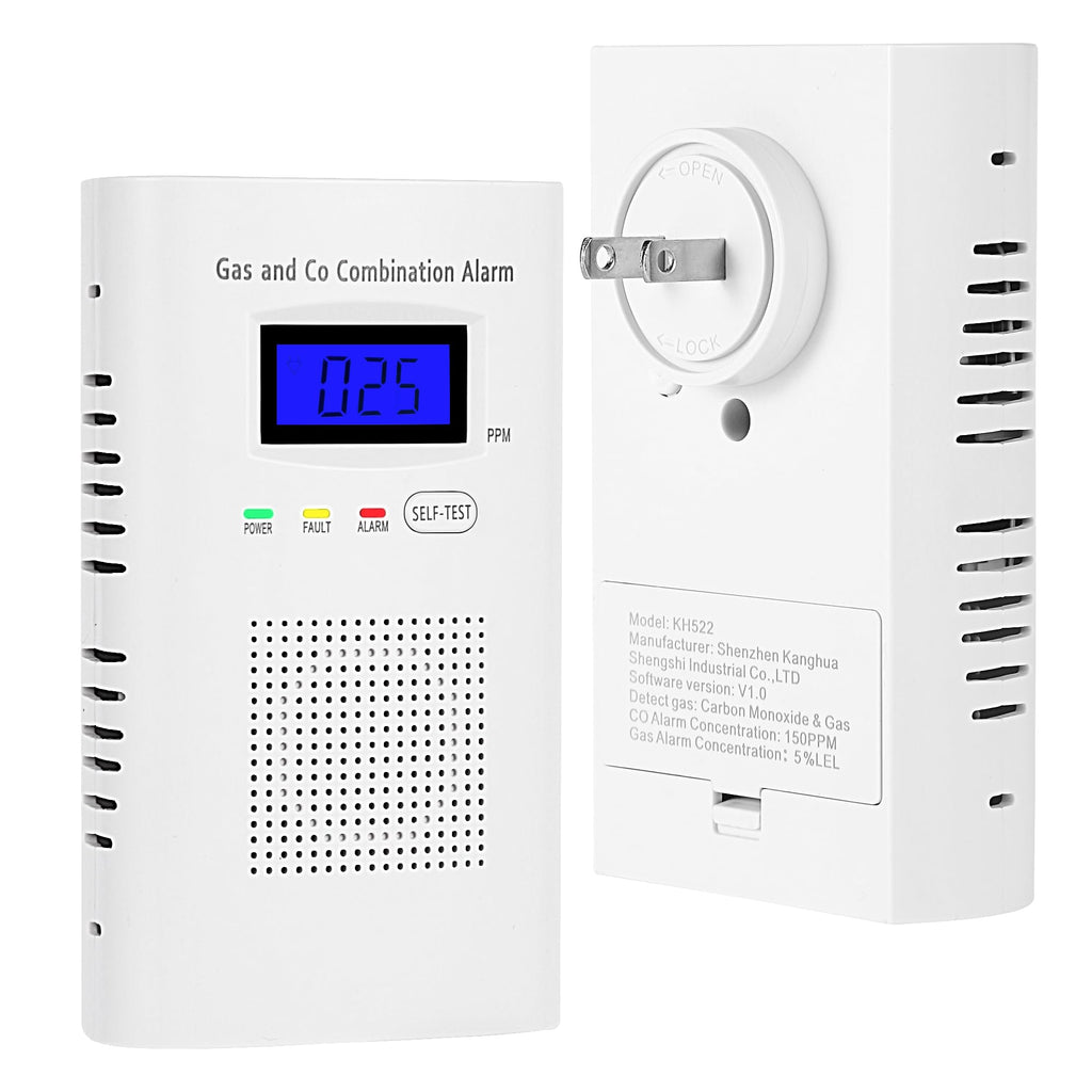 Combination Natural Gas Detector & Carbon Monoxide Detector, Plug in Carbon Monoxide Alarm & Propane Detector,Methane,with Backup 9V Battery Feature, Digital Display for Home, Apartment, RV
