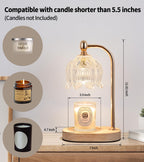 MEIXISUE Candle Warmer Lamp with Timer and Dimmer,Electric Gold Light Gifts for Women Melt Wax Warmer Lamp with 2 Bulbs for Candle Jars House Warming New Home Decor Bedroom