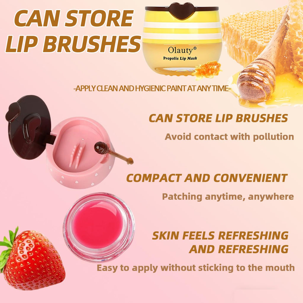 9PCS Bee Lip Balm Honey Pot,Honey Lip Balm Bulk,Hydrating Sleeping Lips Mask Overnight with Sticks,Lips Mask HoneyPot Moisturizing Reduce Lip Lines,Hydrating Prevention Dry &Cracked Lips Care