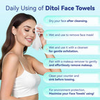 Ditoi Disposable Face Towels XL, Soft Cotton Facial Cleansing Cloths, Dry Face Towelettes for Makeup Removal, Sensitive Skin & Daily Skin Care,10"×12",100 Count