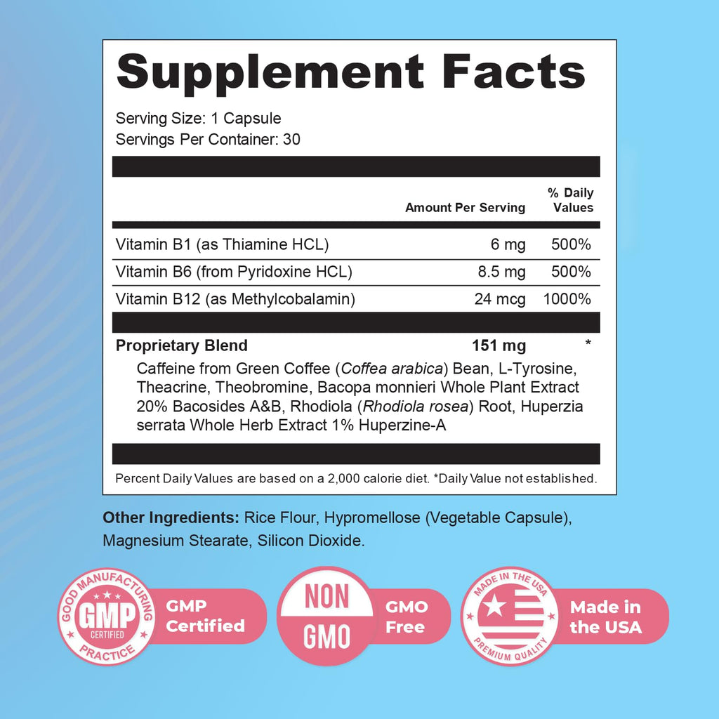 Memyts – B Vitamins & Herbal Extract Capsules – 30 Ct, 1 Month Supply