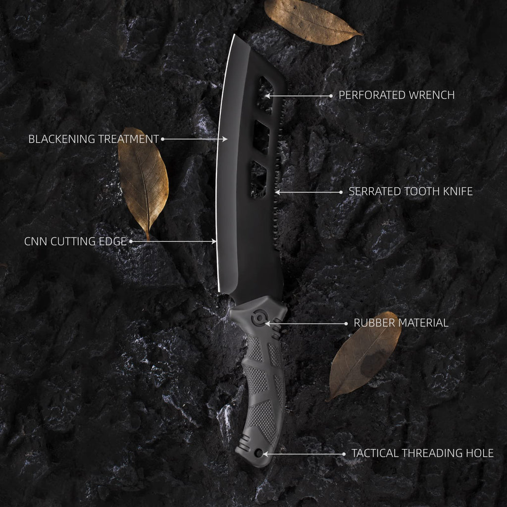 REAT Machete with Saw,16" Heavy Duty Machete with Sheath, Dual-Purpose Hunting Knife for Chopping and Sawing,Ergonomic No-Slip Handle,Machetes for Yard Work,Cutting Trees,Bushcraft,Gifts for Men,Women