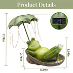 ASDFG 6.7" Solar Frog Statue Light Up Umbrella IP65 Waterproof Garden Decor