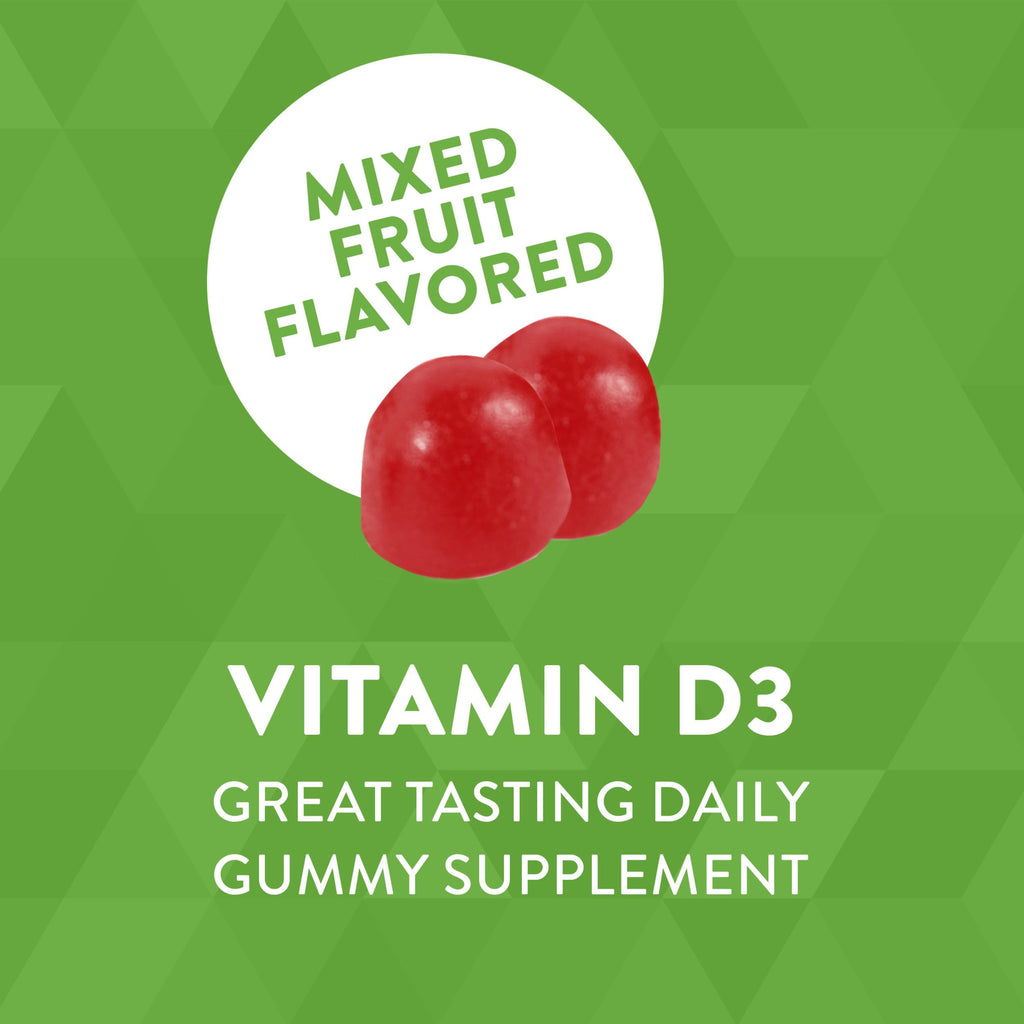 Nature's Way Vitamin D3 Gummies, Supports Immune and Bone Health*, 2000 IU (50 mcg) per 2-Gummy Serving, Vitamin D3 2000IU per 2 Gummies, Mixed Fruit Flavored, 120 Count (Set of 2)