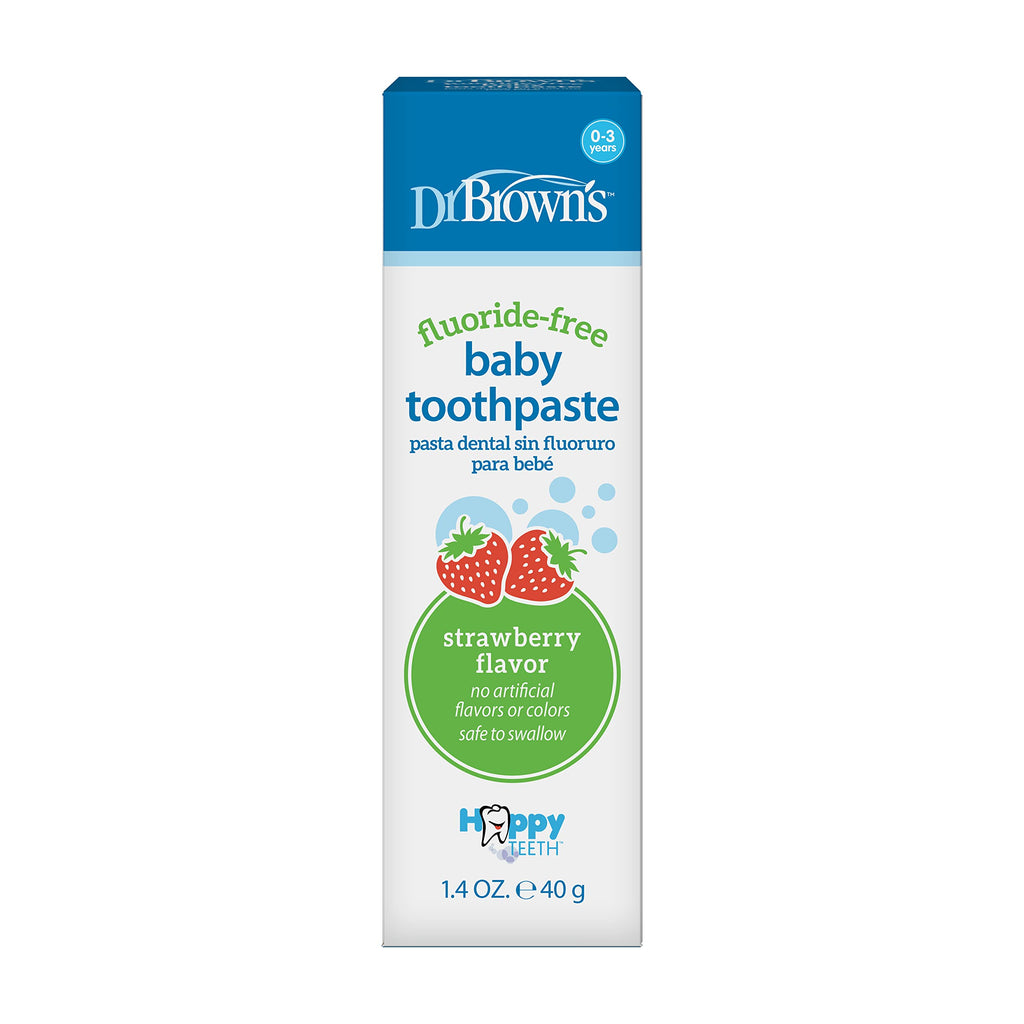 Dr. Brown’s Fluoride-Free Baby Toothpaste, Infant & Toddler Oral Care, Strawberry, 1-Pack, 1.4oz/40g, 0-3 Years