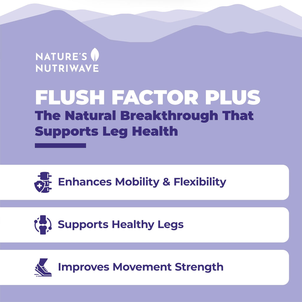 Nature’s NutriWave Flush Factor Plus - Original Formulated FlushFactorPlus for Leg Comfort, 100% Natural Ingredients, Made in USA, No Stimulants | 30 Capsules, 1 Month Supply