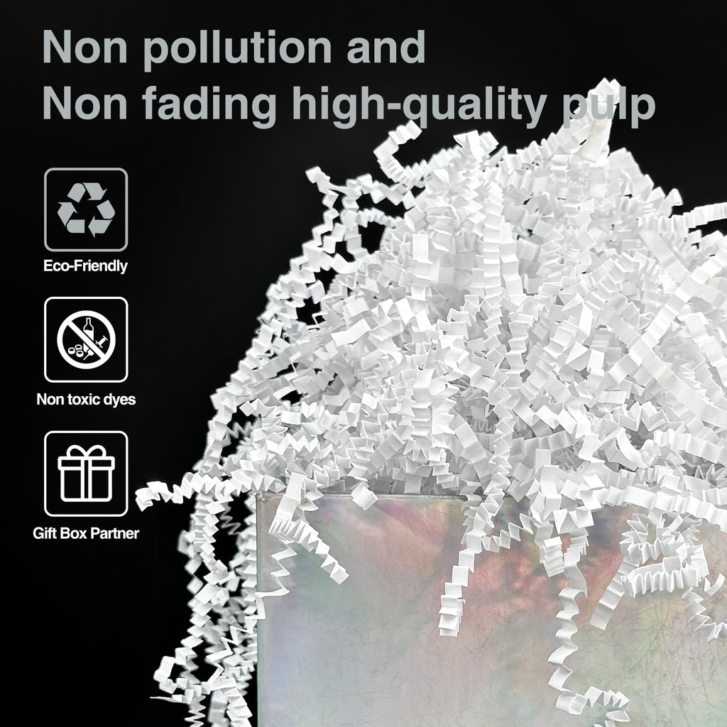 Corlcol 2LB Crinkle paper Shred Paper Filler For Gift Box Basket Bags On Holiday(White).