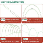 Garden Hoops Grow Tunnel, 6 Sets 8ft Rust-Proof Fiberglass Frame, 36pcs
