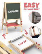 JOYOOSS Art Easel for Kids Ages 4-8 Easels for Toddlers,Toddler Art Kids Easel Adjustable Wooden Magnetic Whiteboard Chalkboard for Kid Dry Erase Board Easel for Toddlers 3-4 Years Dual-Sided Drawing