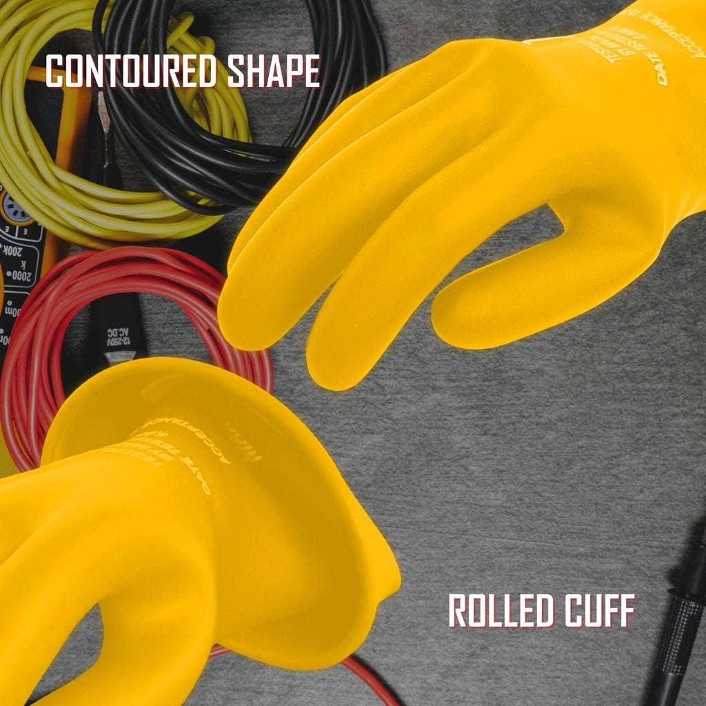 MAGID Insulating Electrical Gloves, Size 10, 12 Pair, Class 0 | Cuff Length - 11", Lineman, Electrician, Voltage Gloves Yellow, M011Y10