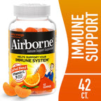 Airborne 750mg Vitamin C Immune Support Supplement Gummies for Adults, Zesty Orange Flavor, Gluten Free Crafted Blend with Powerful Antioxidants Vitamins C & E, 42 Gummies (2 Pack)