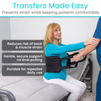Vive Standard Transfer Sling (31.5 Inch) - Gait Belt for Elderly & Disabled - Patient Lifting Aid for Seniors & Injured - Bed & Wheelchair Transfer for Home Use (Black)
