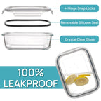 Vtopmart 5Pack 22oz Glass Storage Containers with Lids, Grey