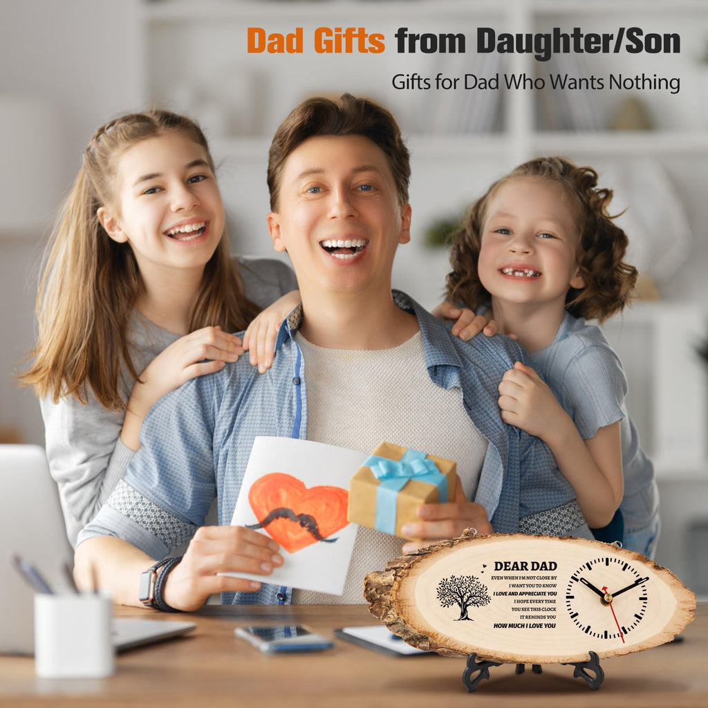 BeauGift Dad Gifts, Wooden Clock Birthday Gifts for Daddy from Daughter Son