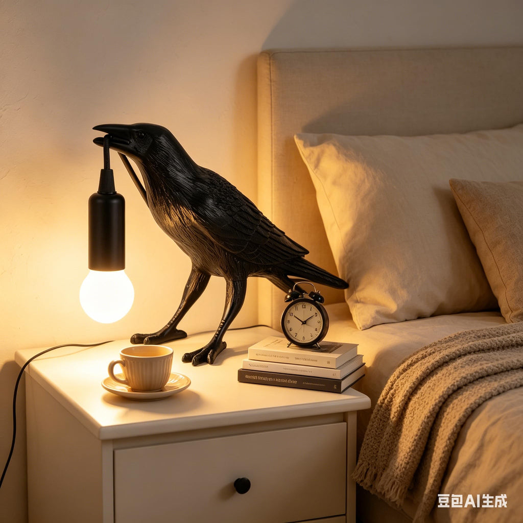 OVANUS Crow Lamp Gothic Decor, Raven Table Night Light with Adjustab