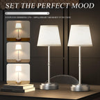 Litluzecozy Cordless Table Lamp Rechargeable Black - 2 Pack 7500mAH Battery Operated Lamp for Decor, 3000K Stepless Dimming Touch Control Wireless Lamp for Bedroom, Dining Table, Counter, Living Room