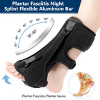 exhood Upgraded Plantar Fasciitis Night Splint, 3 Adjustable Straps Plantar Fasciitis Relief Braces for Achilles Tendonitis, Foot Drop & Heel Spur Pain Relief Day & Night (Black)