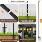 AILBTON 10Ft String Light Poles 4 Pack,Light Poles for Outside Lights,Outdoor with Fence Brackets Hanging Lights,Metal Stand Deck Patio Backyard