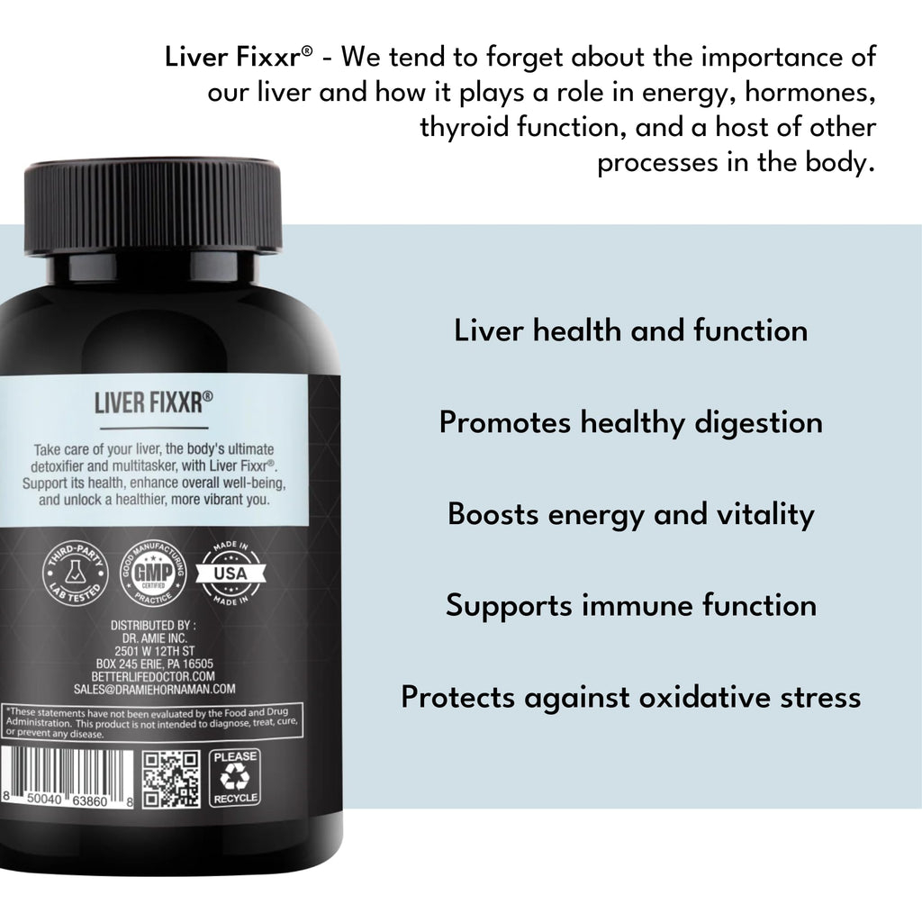 Fixxr Liver by Dr. Amie | Liver Support Supplement | Supports Liver, Digestion, Immune System, and Boosts Energy & Vitality | 30 Day Supply, 60 Capsules