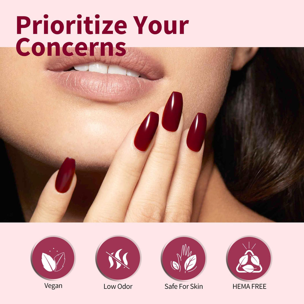 CANNI Dark Red Gel Nail Polish Set, 6Pcs 9ml Burgundy Gel Polish Kit