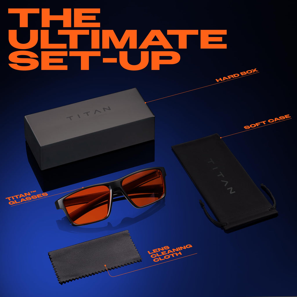 Titan Gaming Glasses, Blue Light Blocking, Night Driving Glasses for Men, Computer Protection Christmas Gift for Gamers