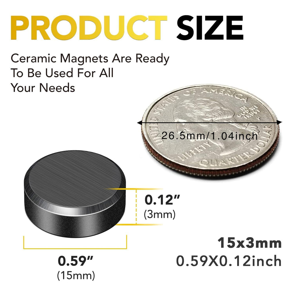 DIYMAG Strong Magnetic Adhesive Dots 400Pcs 0.6x0.12Inch Fridge Refrigerator Magnet for Crafts Whiteboard with Adhesives Backing Magnetic Small Black Button Ceramic Circle Round Heavy Duty