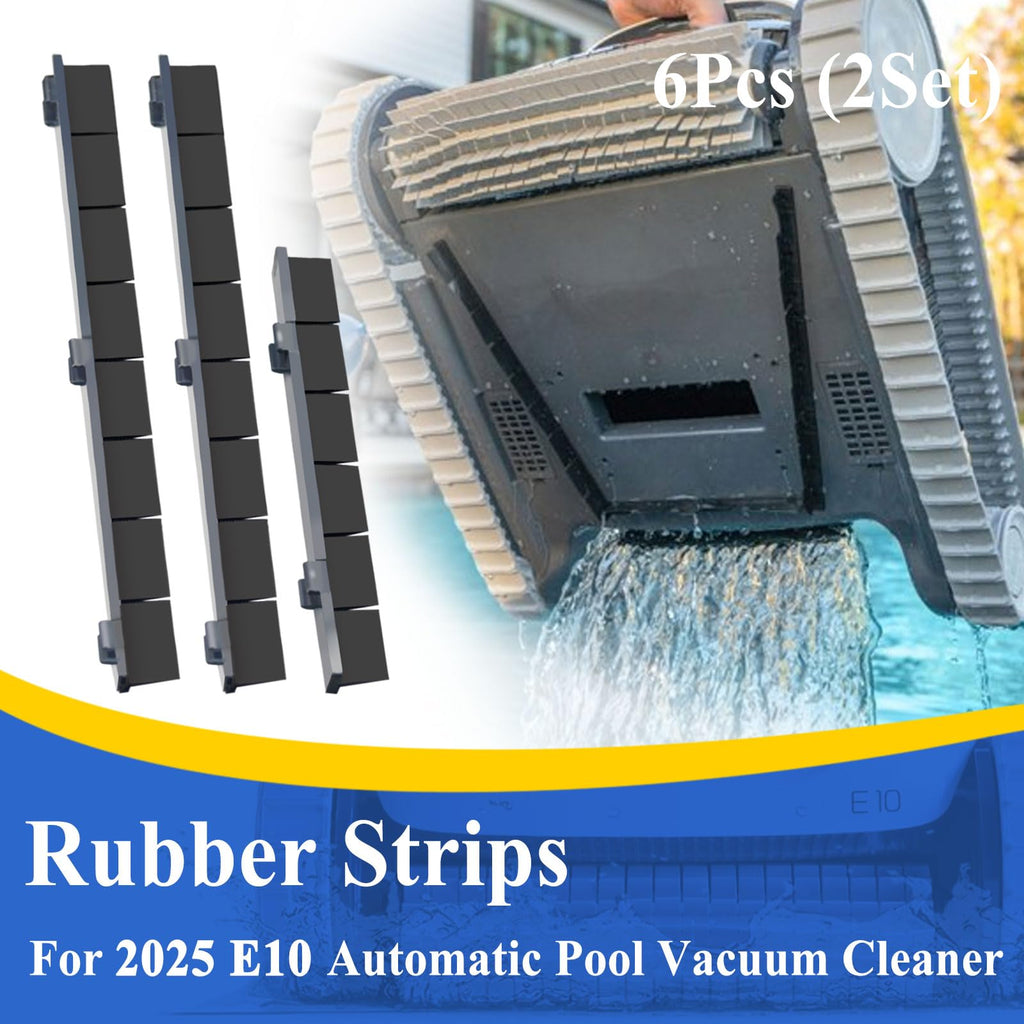 Alsoyixia 6Pcs Rubber Strips for 2025 E10 Automatic Pool Vacuum Cleaner, Pool Cleaner Bottom Brush Strips (2Set)