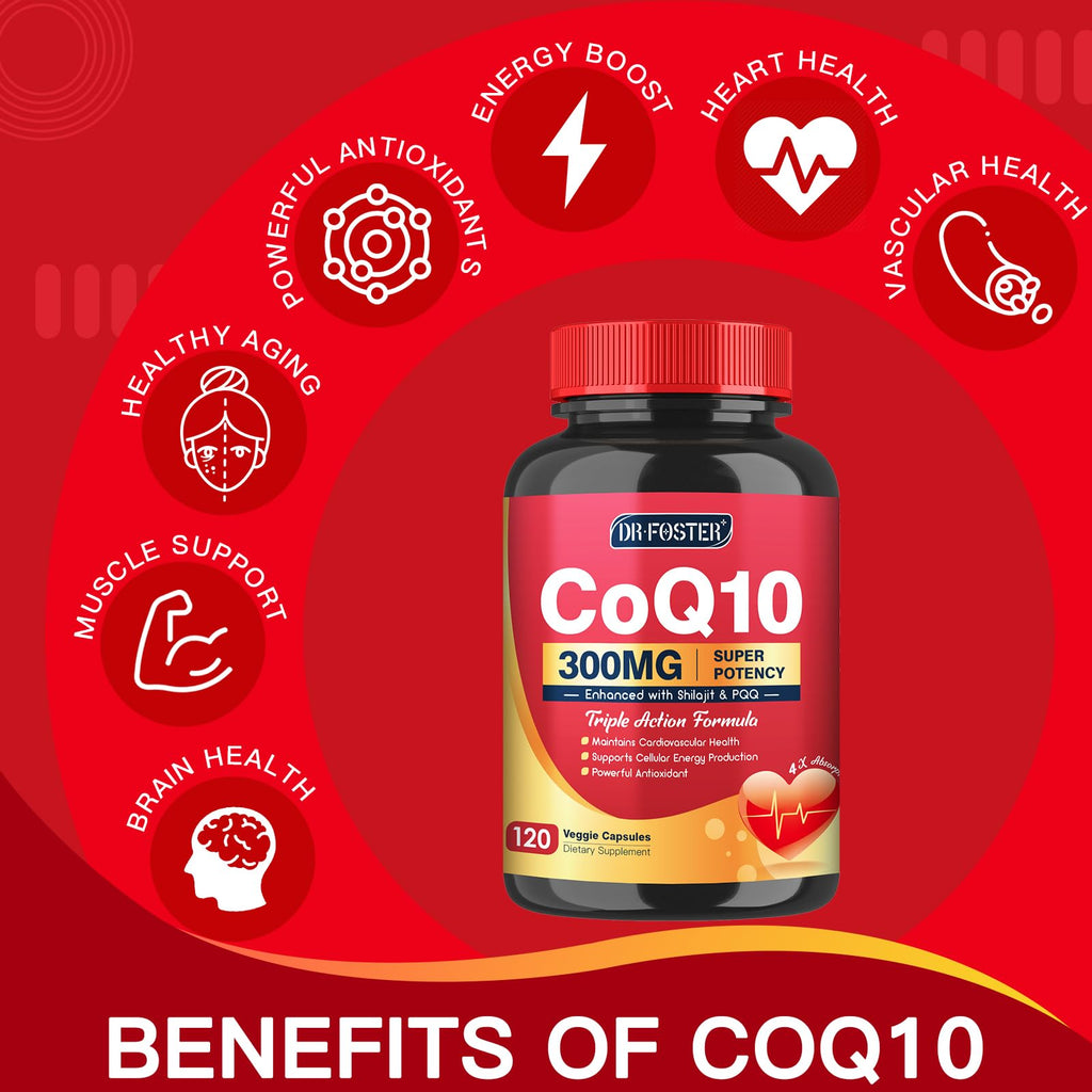 Quinovit CoQ10 300mg with PQQ & Shilajit - Powerful Antioxidant for Heart & Brain Health and Energy Production - High Absorption with Bioperine Coenzyme Q10 Supplements - 120 Capsules