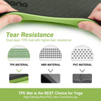 BOBO BANANA 1/4 Thick TPE Yoga Mat,72"x24" Eco-friendly Non-Slip Exercise & Fitness Mat for Men&Women with Carrying Strap, Home Workout Mat for Yoga,Pilates& Floor Exercise (green)