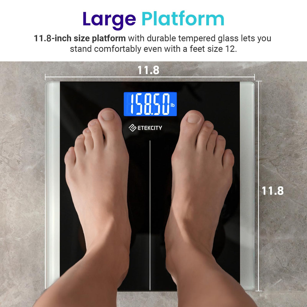 Etekcity Bathroom Scale for Body Weight, Highly Accurate Digital Electronic Weighing Machine for People,LCD Display,Large Size,6mm Tempered Glass-Safe Home Use,Batteries Included, 400 lbs (Pack of 5)