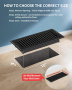 4x10 Floor Regsiter Vent Covers for Home Floor Wall Ceiling - Black with Screws for Easy Installation - Heavy Duty Steel Walkable Finish for Quiet Adjustable Air Vent Cover 4‘’ x 10‘’- 5 Pack