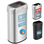 iTouchless 16 Gallon / 61L Open Top Commercial Trash Can | 2 Odor Filters