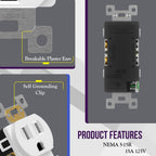 ENERLITES Duplex Receptacle Outlet, Tamper-Resistant Electrical Wall Outlets, Residential Grade, 3-Wire, Self-Grounding, 2-Pole,15A 125V, UL Listed, 61581-TR-W-20PCS, White (20 Pack)